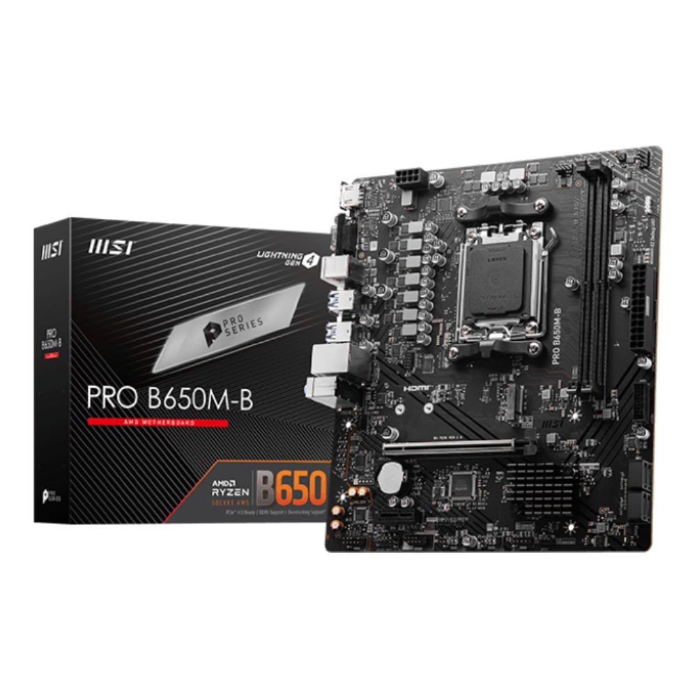 MSI PRO B650M-B 6800(OC) DDR5 Soket AM5 HDMI M.2 HDMI VGA USB 3.2 mATX Anakart