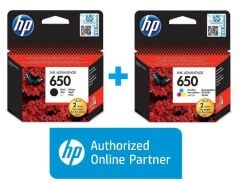 HP 650 Siyah Ve Renkli Kartuş Seti CZ101AE + CZ102AE