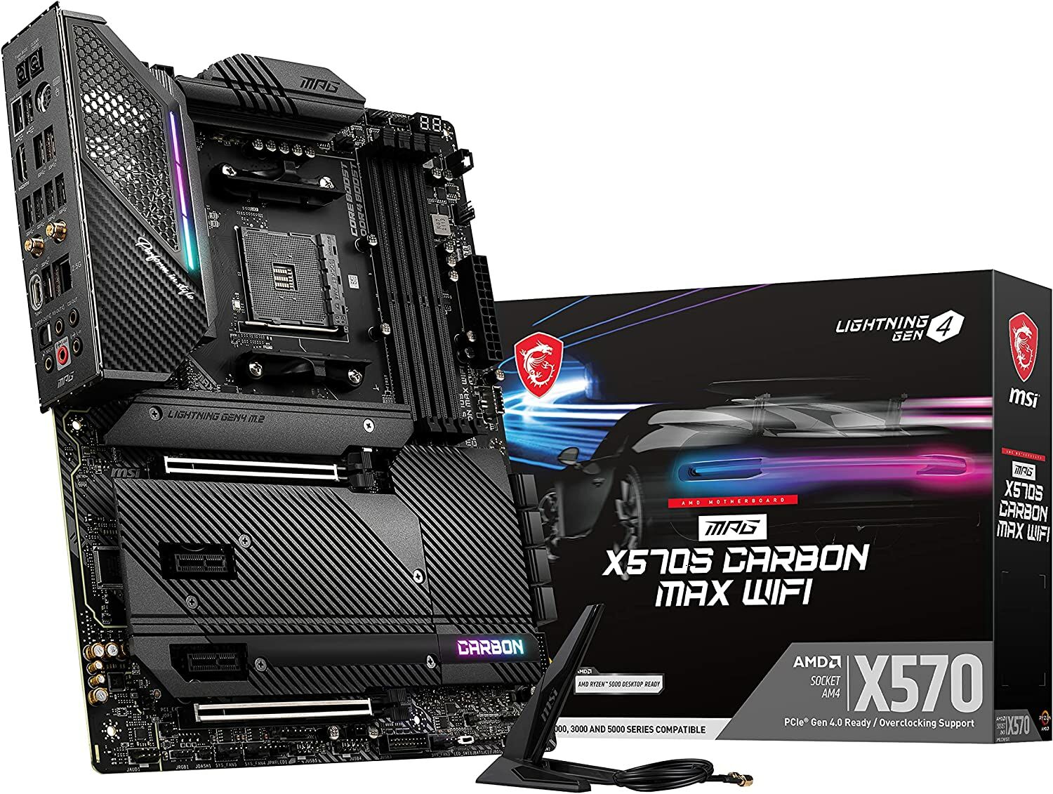 MSI MPG X570S CARBON MAX WIFI 5300MHz(OC) DDR4 Soket AM4 HDMI Wi-Fi M.2 ATX Anakart