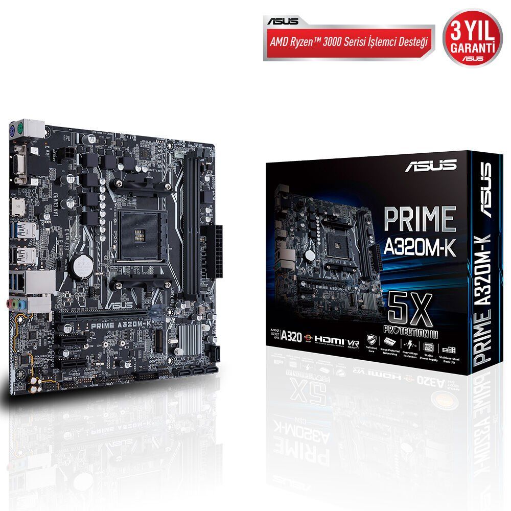 ASUS PRIME A320M-E 3200MHz(OC) DDR4 Soket AM4 M.2 HDMI VGA DVI mATX Anakart