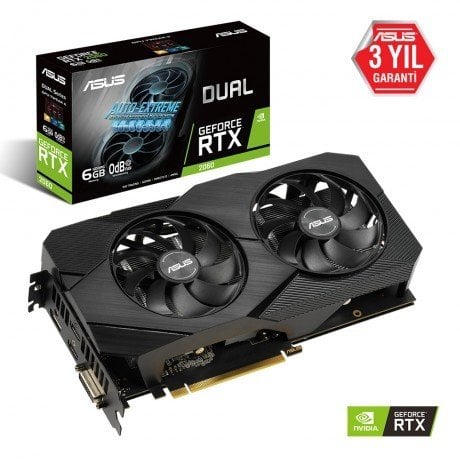 Asus RTX2060 DUAL-RTX2060-O6G-EVO 192 Bit GDDR6 6 GB Ekran Kartı