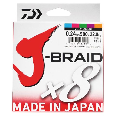 Daiwa Jbraid 8b 500m, 0,24mm Multi Color İp Misina