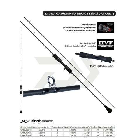 Daiwa Catalina SJ 1.83M, 250-400GR, Tek P. Tetikli Jig Kamış