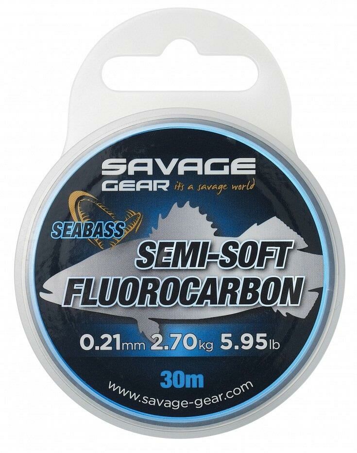 Savage Gear Semi-Soft Fluorocarbon Seabass 30 M 0.29 MM 4.79 KG 10.56 LB Clear