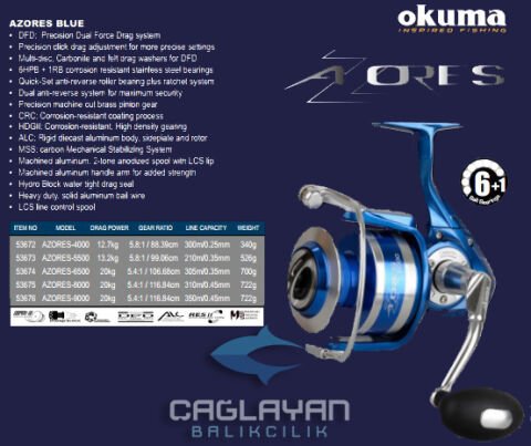 Okuma Azores Blue 4000 Olta Makinesi