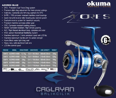 Okuma Azores Blue 5500 Olta Makinesi