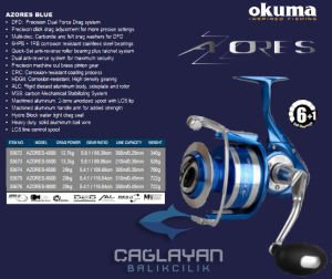 Okuma Azores Blue 6500 Olta Makinesi