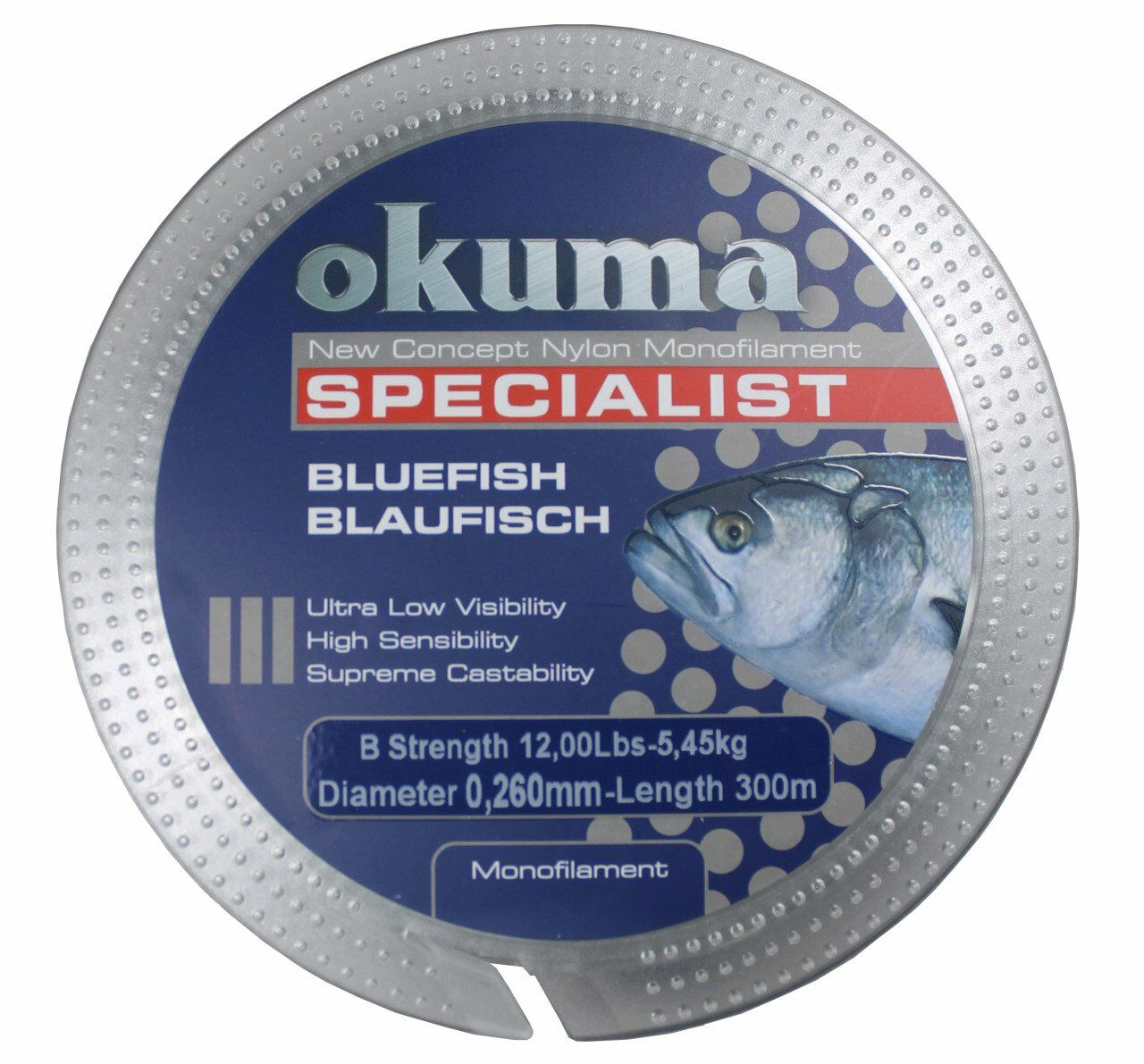 Okuma Bluefish 300 mt 12,00 lb 5,45 kg 0,26 mm Clear Misina