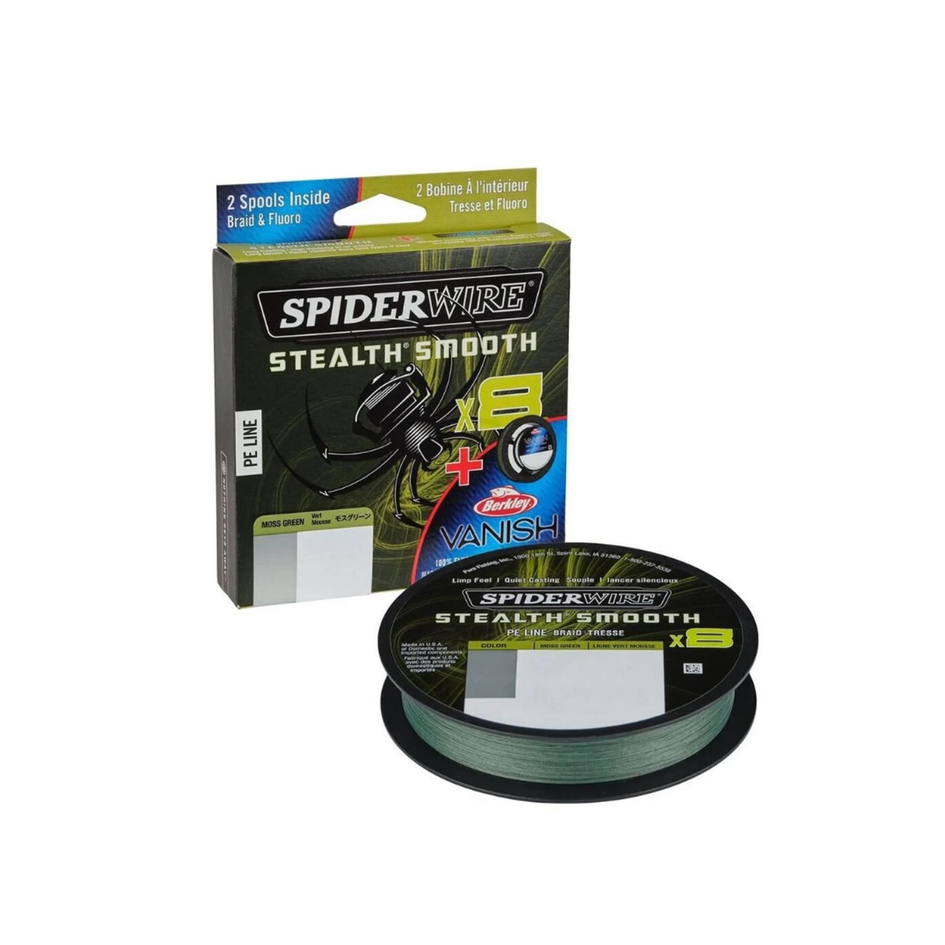 Spider Wire 8 Braid & Fluorocarbon Duo Spool System 150 & 45m Moss Green/Clear  0,19 & 0.45mm