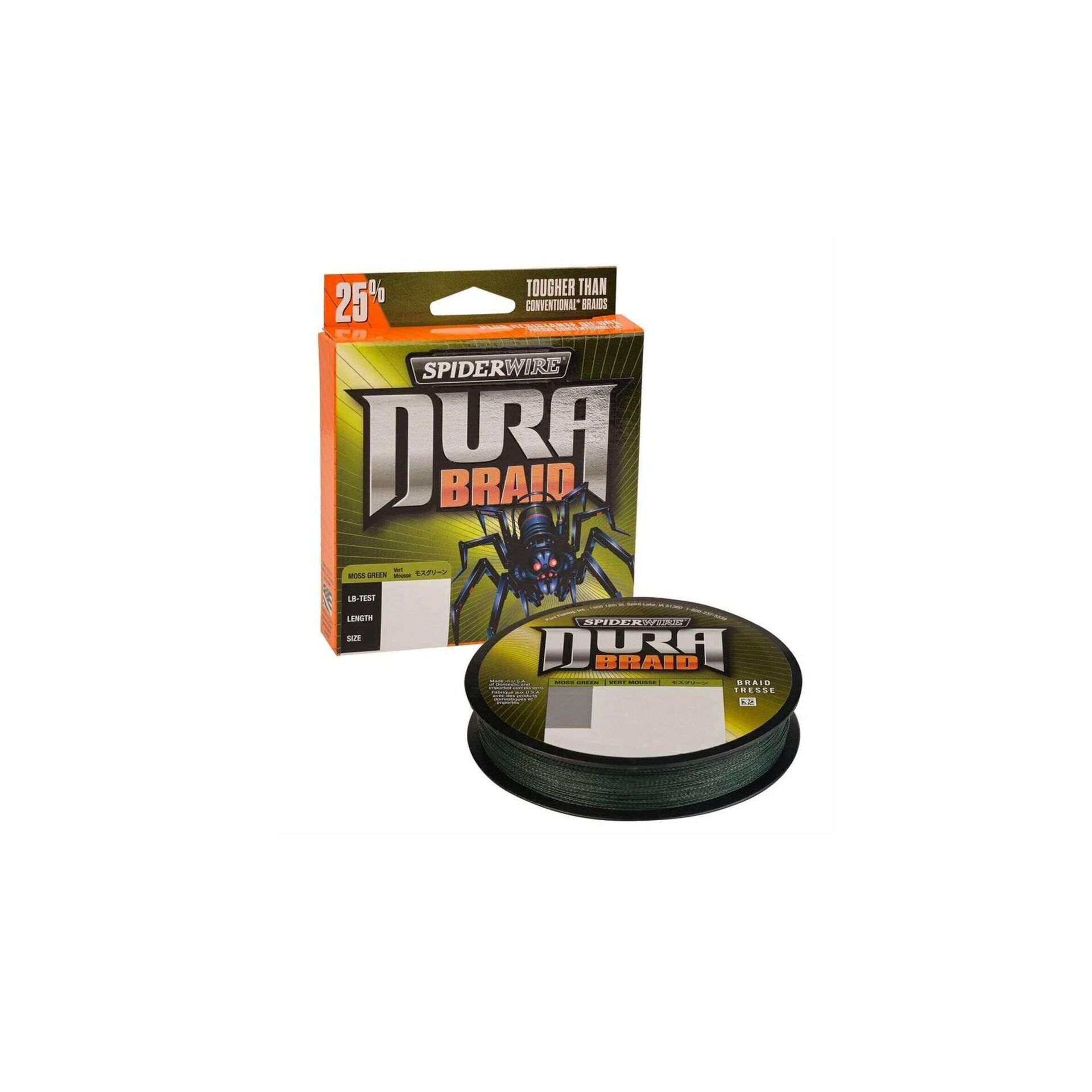 Tresse Pêche Spiderwire Dura-4, 0,40 Mm, 150 M, PE 4 Brins, Vert, Pour Spinning Et Carpe