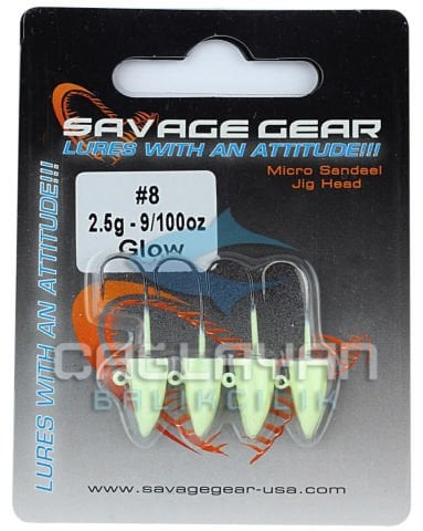 Savage gear LRF Micro sandeel jigghead 2g #8 4pcs Glow  Suni Yem