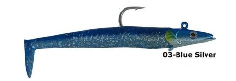 Savage gear Sandeel 12.5 cm 23 gr 2+1 Adet Suni Yem Blue Silver