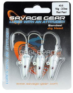 Savage gear Sandeel Jig Head 16g 3/0 - 3pcs Real Pearl Suni Yem
