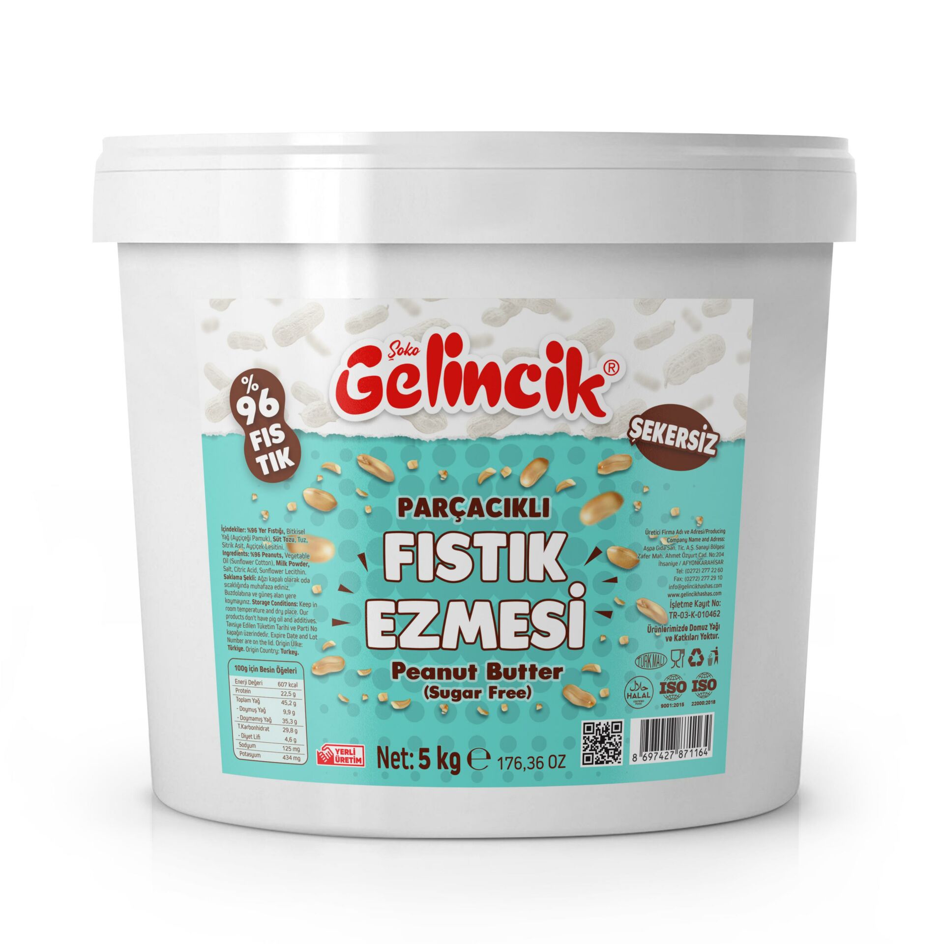 Gelincik Şekersiz Fıstık Ezmesi Parçacıklı 5 kg