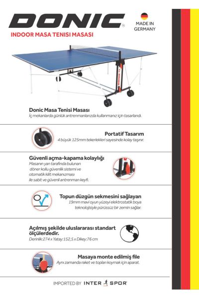 Donic Indoor Masa Tenisi Masası 19mm Iç Mekan Made In Germany