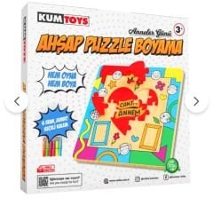 KUMTOYS AHŞAP PUZZLE BOYAMA KM5633 ANNELER GÜNÜ