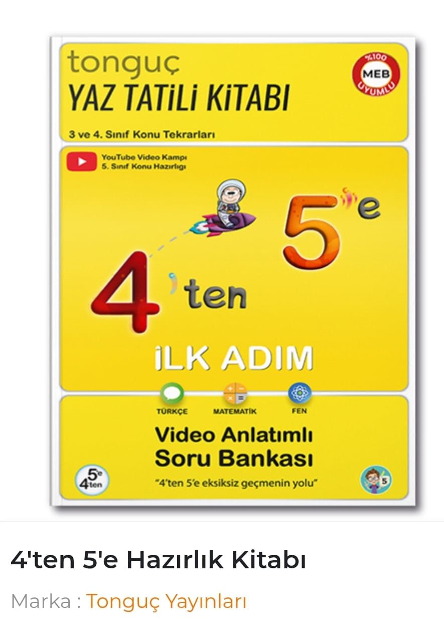 TONGUÇ 4 DEN 5 E YAZ TATİLİ KİTABI