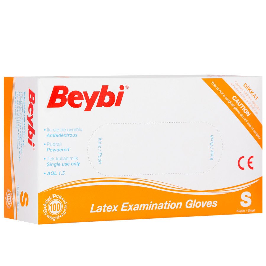 Beybi Latex Muayene Eldiveni Pudralı S 100'lü