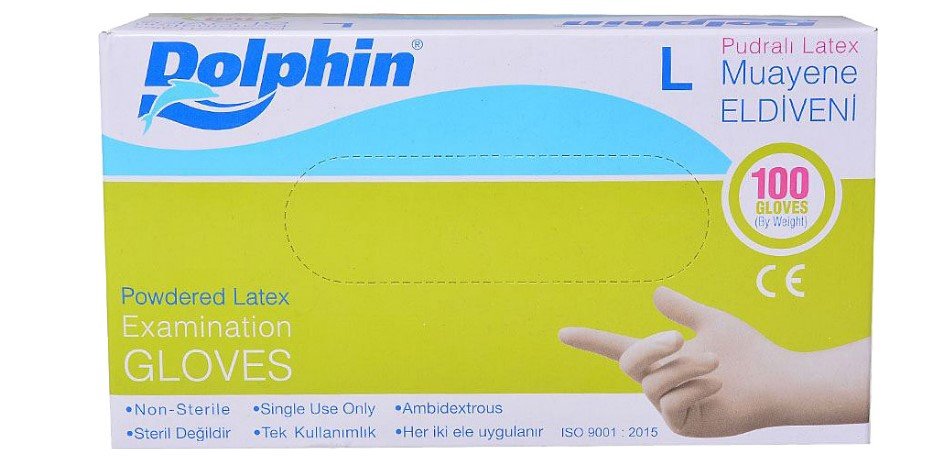 Dolphin Latex Eldiven Pudralı L 100'lü