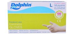 Dolphin Latex Eldiven Pudralı L 100'lü