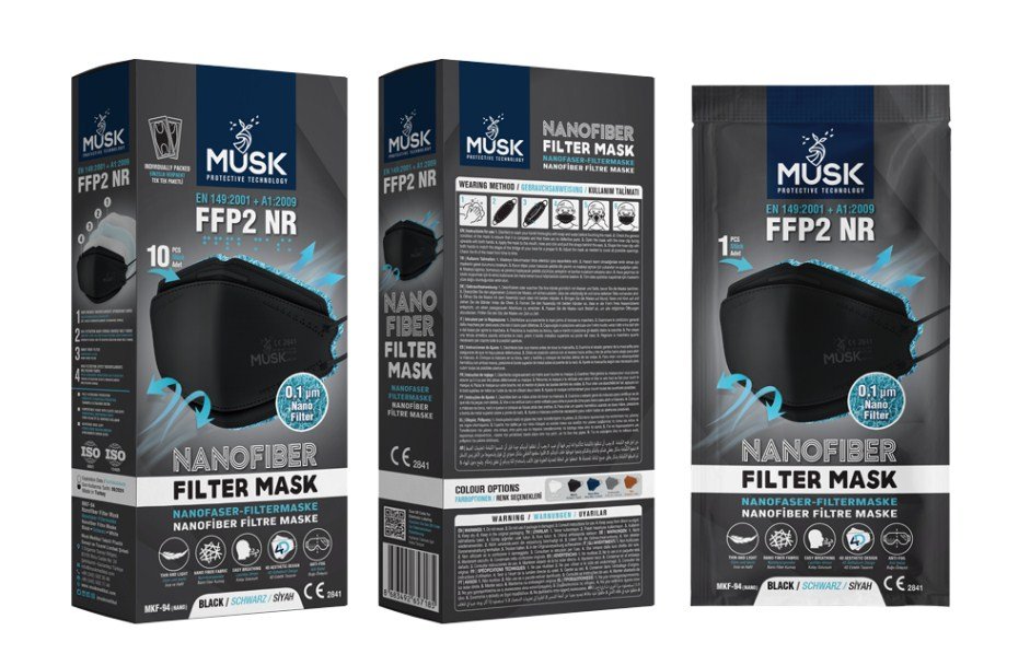 Musk Nanofiber Filtre Maske Ffp2 Nr