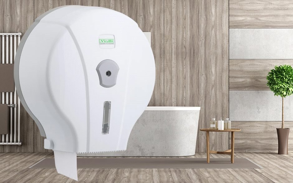 Vialli Mini Jumbo Tuvalet Kağıdı Dispenseri Beyaz MJ1