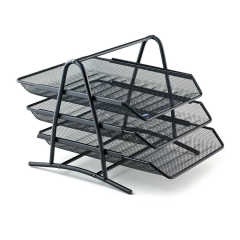 Kraf Perfore Metal Evrak Rafı 3 Katlı Siyah
