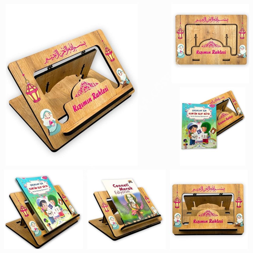Masaüstü Kadameli Ayarlanabilir Ahşap Kızımın Rahlesi Ve Kitap Okuma Standı (32 x 23 cm)