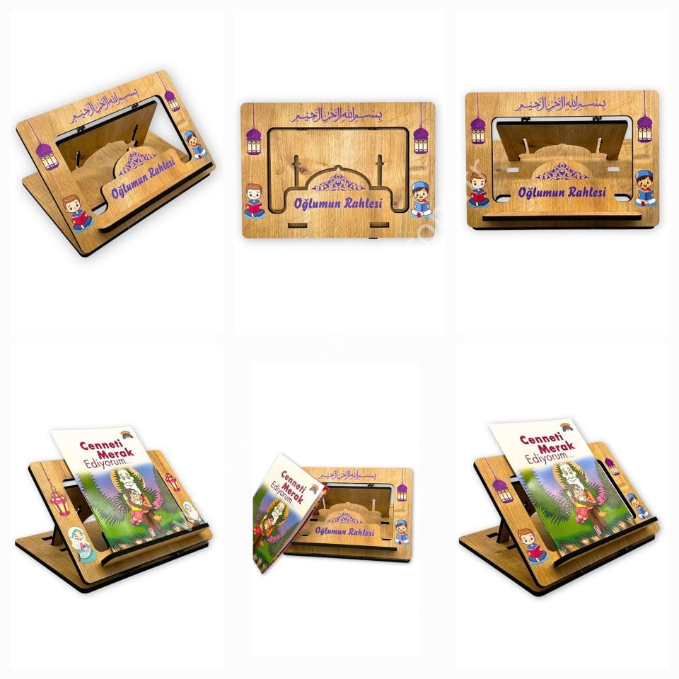 Masaüstü Kadameli Ayarlanabilir Ahşap Oğlumun Rahlesi Ve Kitap Okuma Standı (32 x 23 cm)