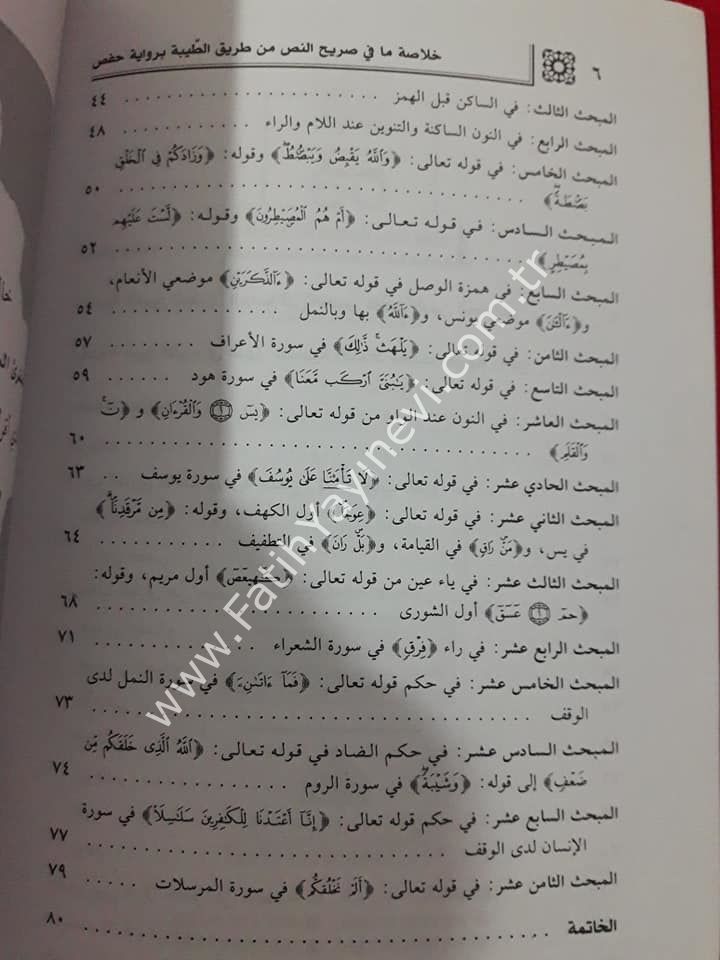 خلاصة مافي صريح النص من طريق الطيبة برواية حفص
