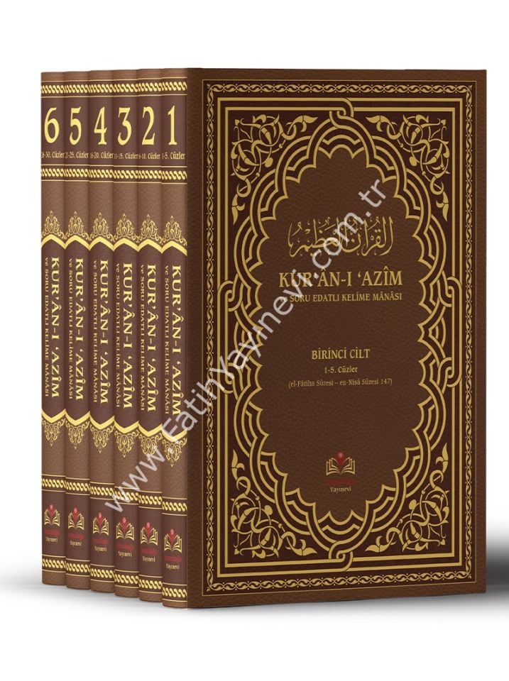 Kuranı Azim ve Soru Edatlı Kelime Manası 6 Cilt Takım