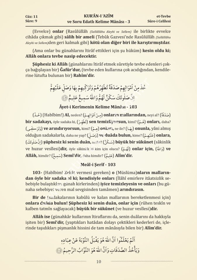 Kuranı Azim ve Soru Edatlı Kelime Manası 6 Cilt Takım