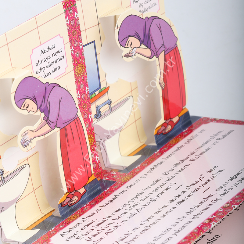3 Boyutlu Abdest ve Namaz  Şekilli Kartelası  / Kız