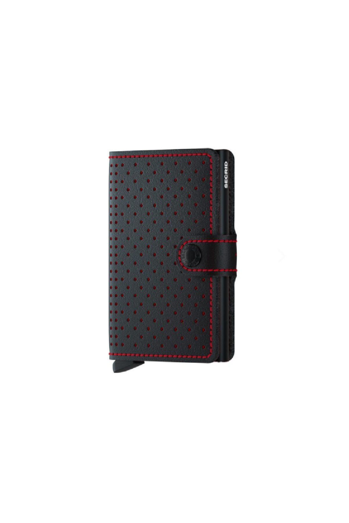 Secrid Miniwallet Perforated Black Red - Siyah/Kırmızı %100 Orjinal Avrupa Derisi Cüzdan
