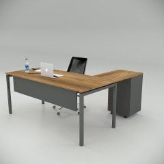 Akr Ofis Ear Çalışma Masası Keson Etajerli Ceviz