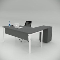 Akr Ofis Ear Çalışma Masası Keson Etajerli Antrasit