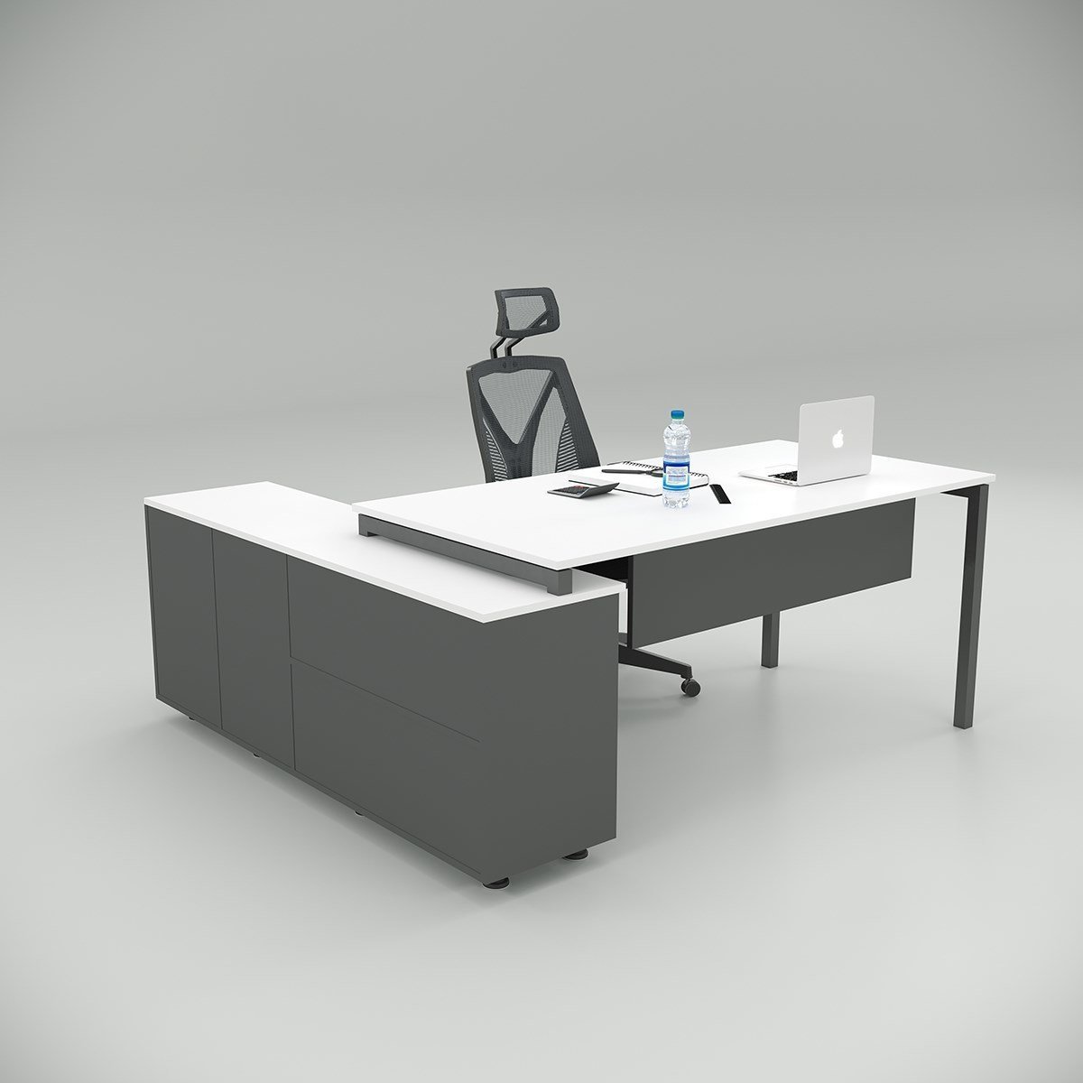 Akr Ofis Ear Çalışma Masası Beyaz (160cm Alt Etajerli)