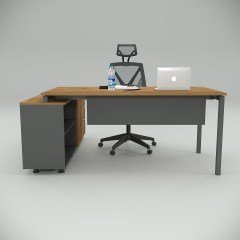 Akr Ofis Ear Çalışma Masası Ceviz (160cm Alt Etajerli)