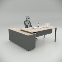 Akr Ofis Ear Çalışma Masası Meşe (160cm Alt Etajerli)
