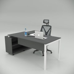 Akr Ofis Ear Çalışma Masası Antrasit (160cm Alt Etajerli)