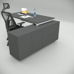 Akr Ofis Ear Çalışma Masası Antrasit (160cm Alt Etajerli)