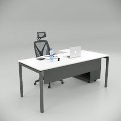 Akr Ofis Ear Çalışma Masası Beyaz (120cm Alt Etajerli)