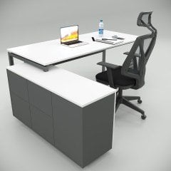 Akr Ofis Ear Çalışma Masası Beyaz (120cm Alt Etajerli)