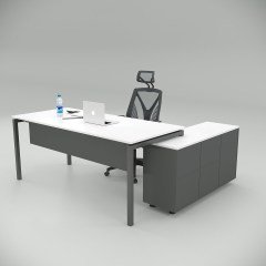 Akr Ofis Ear Çalışma Masası Beyaz (120cm Alt Etajerli)