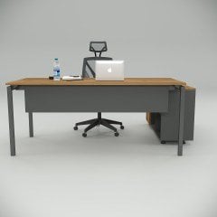 Akr Ofis Ear Çalışma Masası Ceviz (120cm Alt Etajerli)