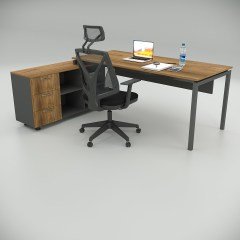 Akr Ofis Ear Çalışma Masası Ceviz (120cm Alt Etajerli)