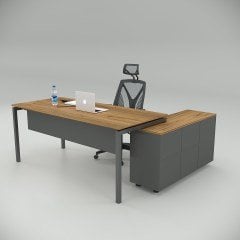Akr Ofis Ear Çalışma Masası Ceviz (120cm Alt Etajerli)