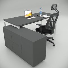 Akr Ofis Ear Çalışma Masası Antrasit (120cm Alt Etajerli)