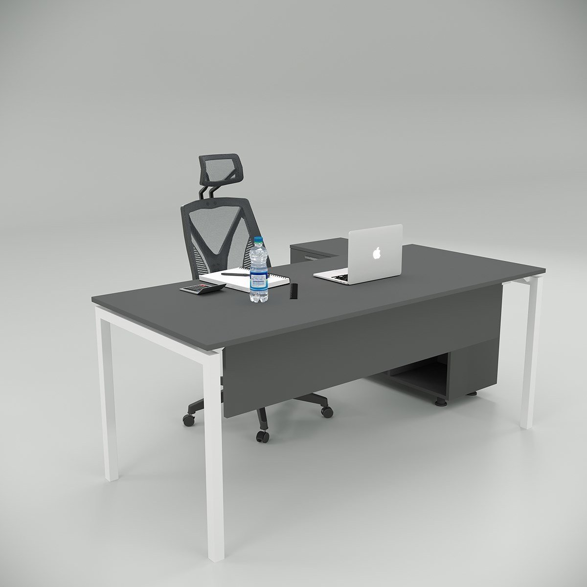 Akr Ofis Ear Çalışma Masası Antrasit (120cm Alt Etajerli)