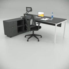 Akr Ofis Ear Çalışma Masası Antrasit (120cm Alt Etajerli)